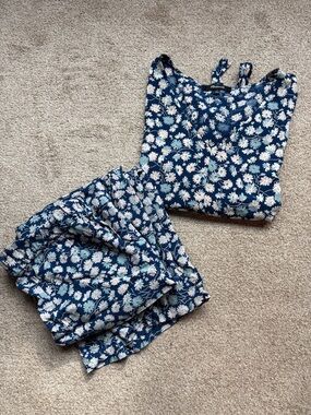 Madewell Navy Blue Daisy Print Two-Piece Set